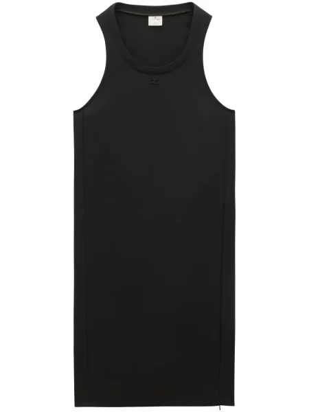 Rochie midi Courreges până la genunchi din țesătură twill de costum negru