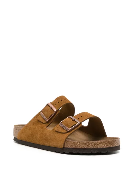 Papuci Birkenstock din piele de căprioară maro
