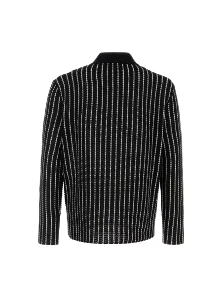 Dzianinowy sweter Jil Sander w paski z paskiem czarny