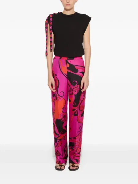 Pantaloni Pucci de mătase cu imagine roz
