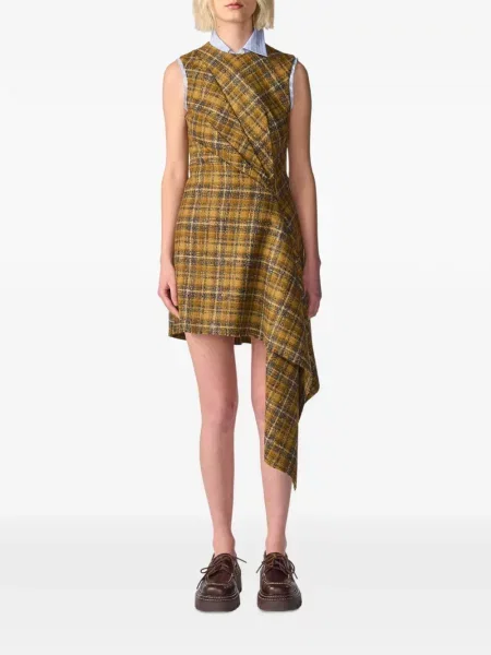 Rochie mini Monse din tweed drapată galben