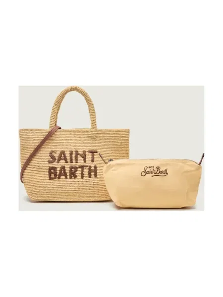 ST.Barth Geantă de plajă + borsetă bej