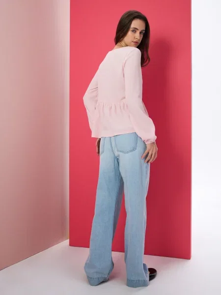 Джинси широкого крою з високою талією синій