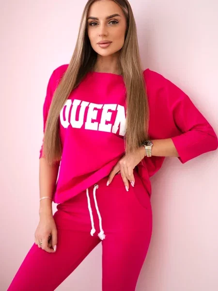 Komplet dresowy Kesi z nadrukiem różowy
