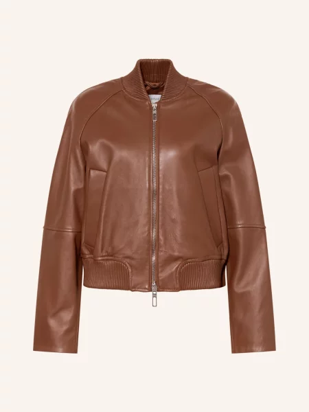 Sportmax Kožená Bunda Amour hnědá