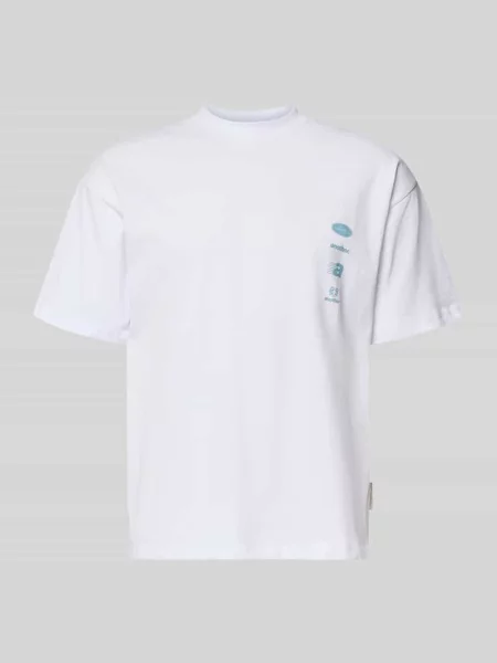 T-shirt z nadrukami z logo i okrągłym dekoltem Another Cotton Lab biała