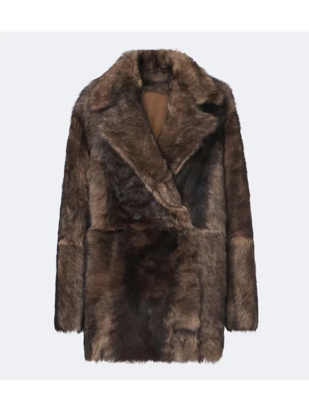 Reversibil geacă Arma din piele de oaie maro
