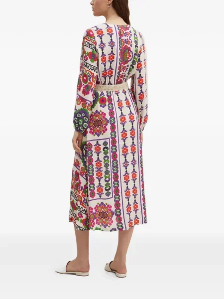 Midi haljina La Petite Française s cvjetnim printom s printom s V-izrezom bijela