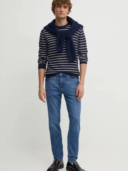 Светр з домішкою вовни Pepe Jeans NEW ANDRE STRIPES легкий синій