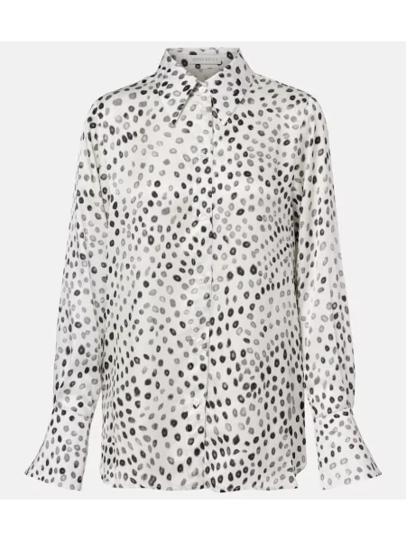 Bluză Nina Ricci din satin cu imagine alb