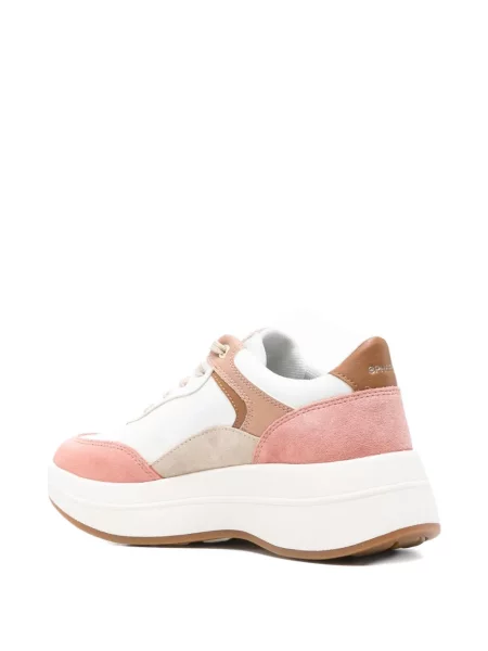 Sneakerși Geox cu șireturi din dantelă alb