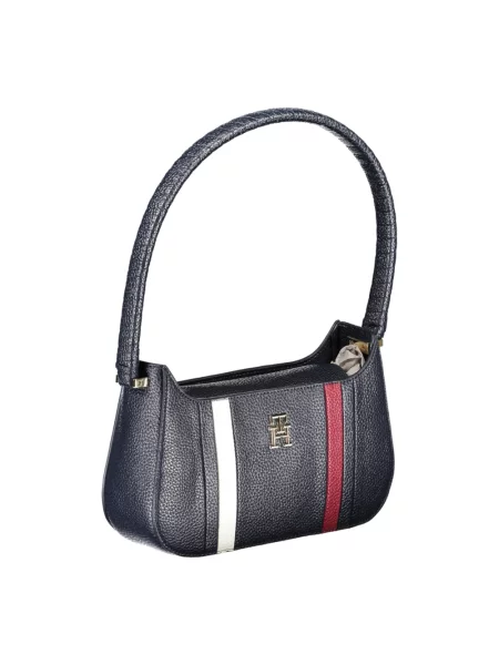Lniana torebka Tommy Hilfiger niebieska