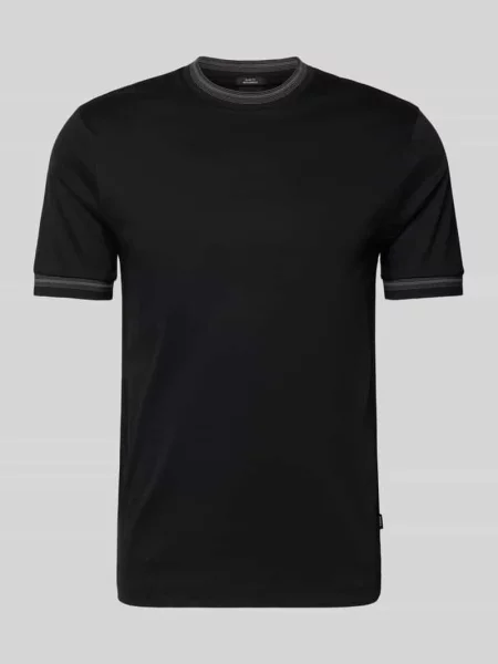 T-shirt o kroju slim fit z czystej bawełny model ‘TESSLER Boss czarna