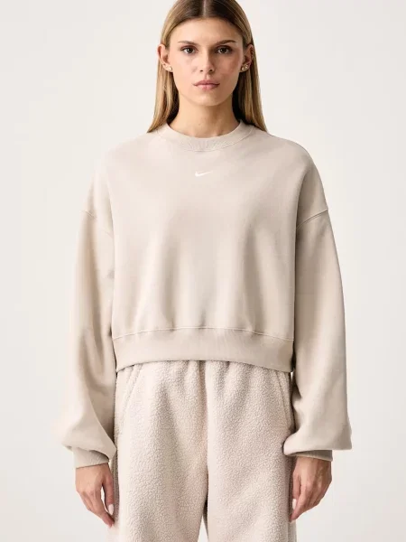 Nike Sportswear melegítőfelső női pamuttal Studio Fleece bézs