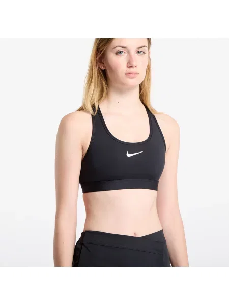 Tréninková podprsenka Nike Swoosh Medium Support černá/bílá černá