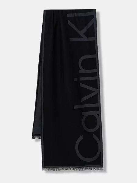 Fular Calvin Klein din jacard cu autograf negru