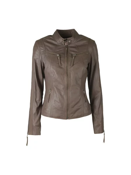 Kurtka skórzana Btfcph beżowa