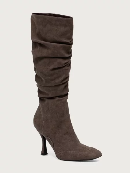 Koi Footwear cizme cu înalt pentru femei Odyssey Padded Curve Heel Boots maro