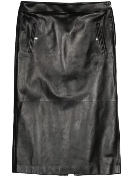 Spódnica skórzana Alexander Mcqueen z niską talią czarna