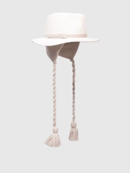 Капелюх з вовни кролика із зав'язками Agnona білий
