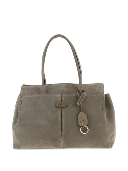 Geantă shopper Tod's din piele de căprioară gri