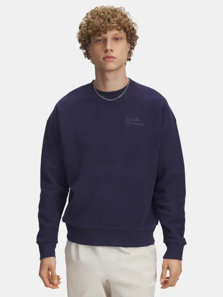 Hanorac crewneck Under Armour din material terry albastru