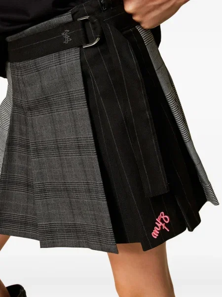 Fusta plisata Twinset cu broderie plisată gri