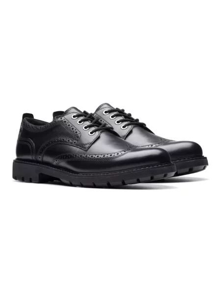 Brogsy Clarks sznurowany skórzany czarny