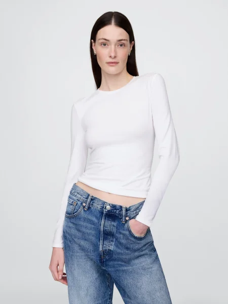 Tricou mânecă lungă Gap alb