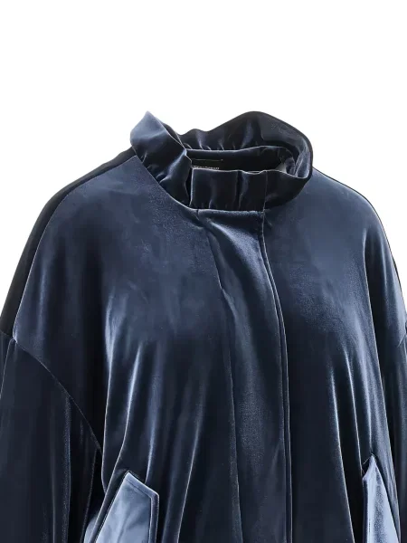 Geacă Emporio Armani de catifea albastru