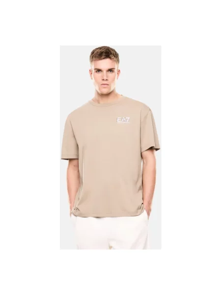 Koszulka Emporio Armani Ea7 z dżerseju beżowa