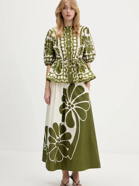 Farm Rio spódnica midi rozkloszowana beżowy