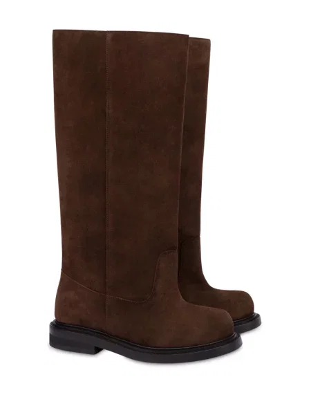 Zomšinės slip on ilgaauliai batai Moschino ruda