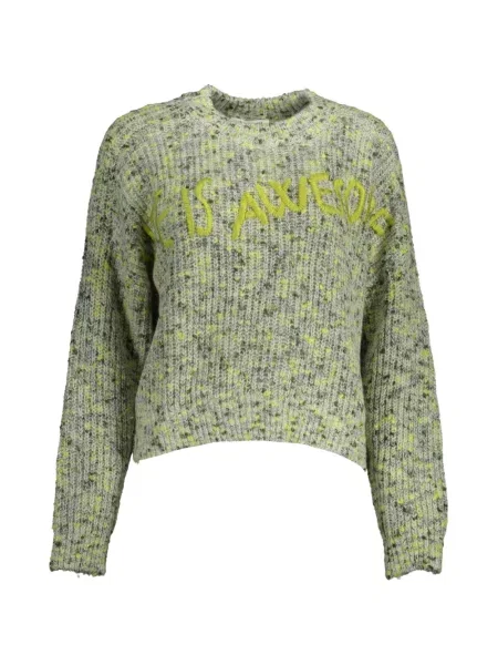Pulover Desigual cu broderie verde
