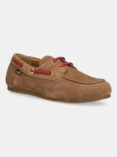 Love Moschino mocasini din piele întoarsă bej cu plat maro