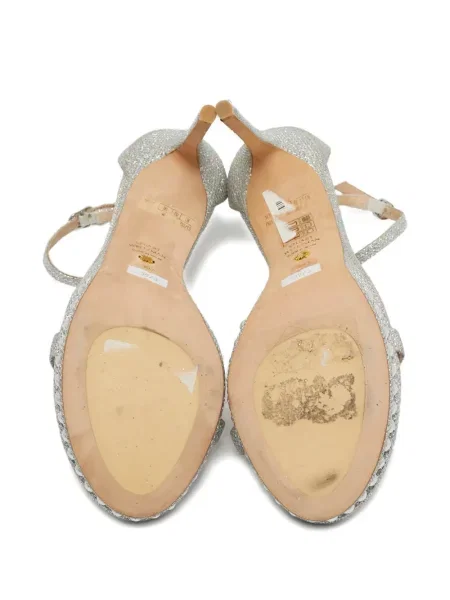 Sandale Stuart Weitzman cu perle cu platformă argintiu