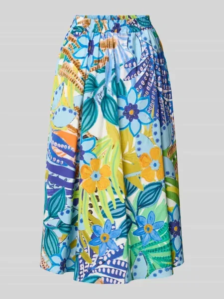 Rozkloszowana spódnica z elastycznym pasem Milano Italy niebieska