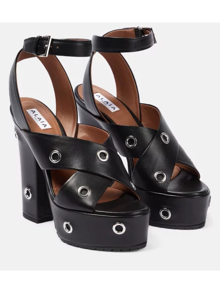 Kožne sandale Alaã¯a crna
