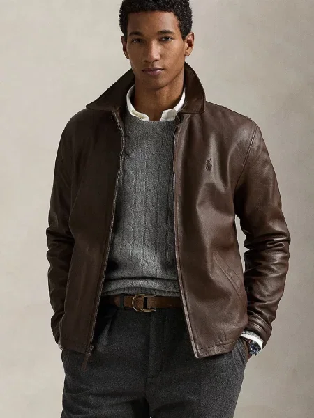 Kurtka skórzana o kroju regular fit z naturalnej skóry Polo Ralph Lauren brązowa