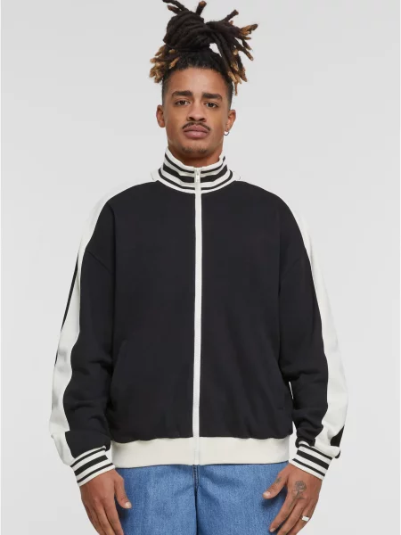 Hanorac cu fermoar Urban Classics retro alergare negru