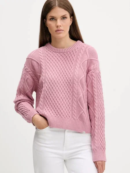 Светр із додаванням вовни Guess Jeans легкий рожевий