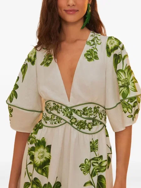 Rochie midi Farm Rio cu model floral cu imagine până la genunchi