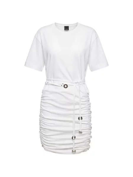 Rochie Pinko cu volane cu cordon alb