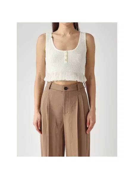 Dzianinowy top Elisabetta Franchi ażurowy biały