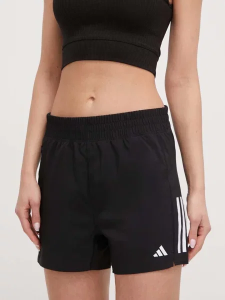 Szorty Adidas do biegania z wysoką talią z nadrukiem czarne