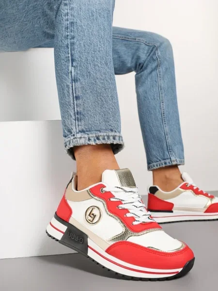 Sneakersy z Metaliczną Ozdobą Firamia czerwone
