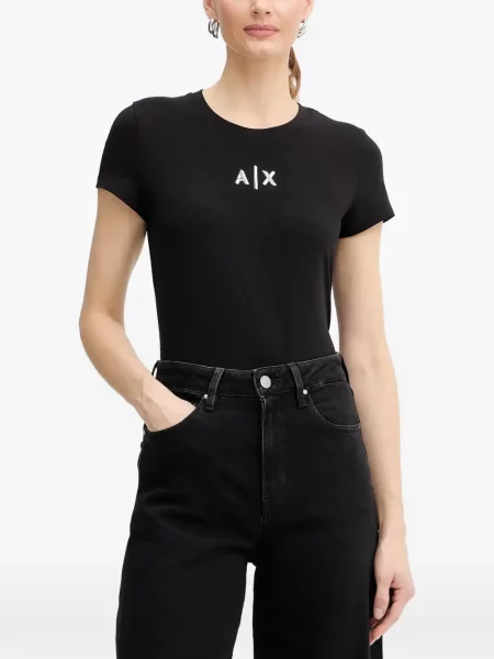 Tricou Armani Exchange cu autograf negru
