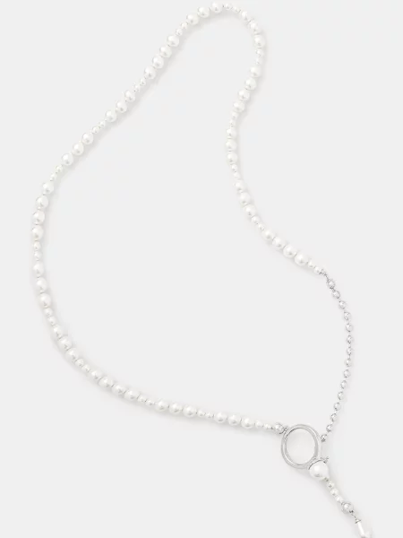 AMBUSH colier de argint Pearl Strand Necklace alb