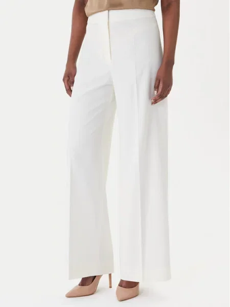 HUGO Hlače iz tkanine Huzili Écru Wide Leg bež