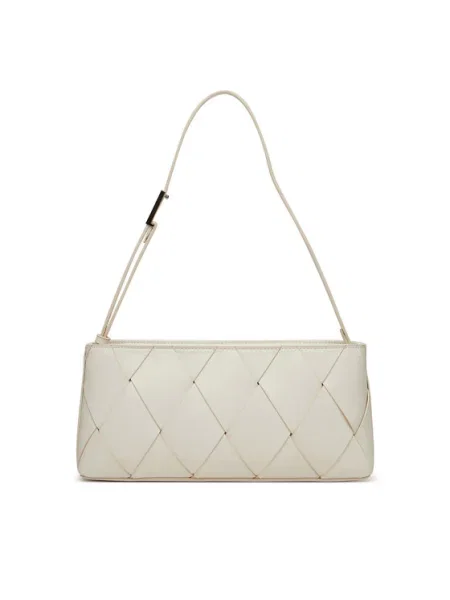 Calvin Klein Geantă Ck Woven Elongated Shoulder Bag alb